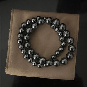 Black/Dark Grey Beaded Bracelet Real Minerals